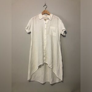 Eileen Fisher 100% Irish Linen Shirt Dress Button Down Tunic Petite Small